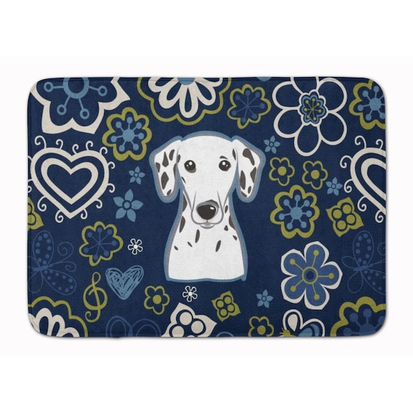 Carolines Treasures Blue Flowers Dalmatian Machine Washable Memory Foam Mat BB5061RUG - main
